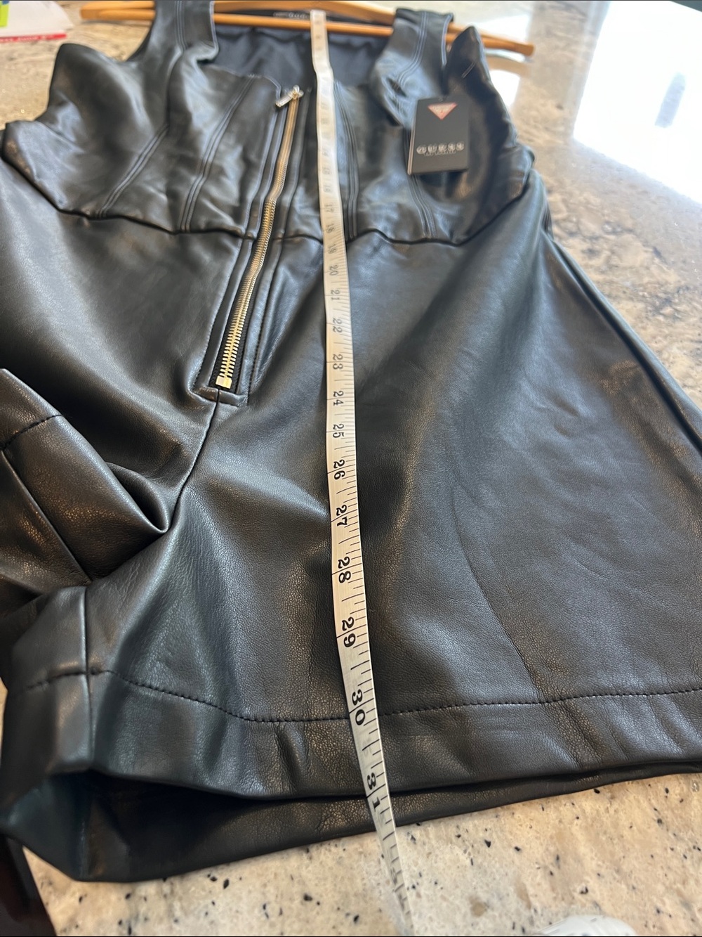 NWT Guess Black Faux Leather Zip-Front Romper - Picture 10 of 12
